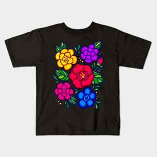 Mexican Embroidered Flowers Kids T-Shirt